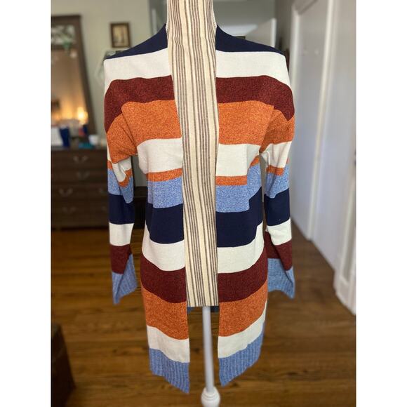 Style & co Sweaters - Style & Co multi stripe open front long sleeve cardigan